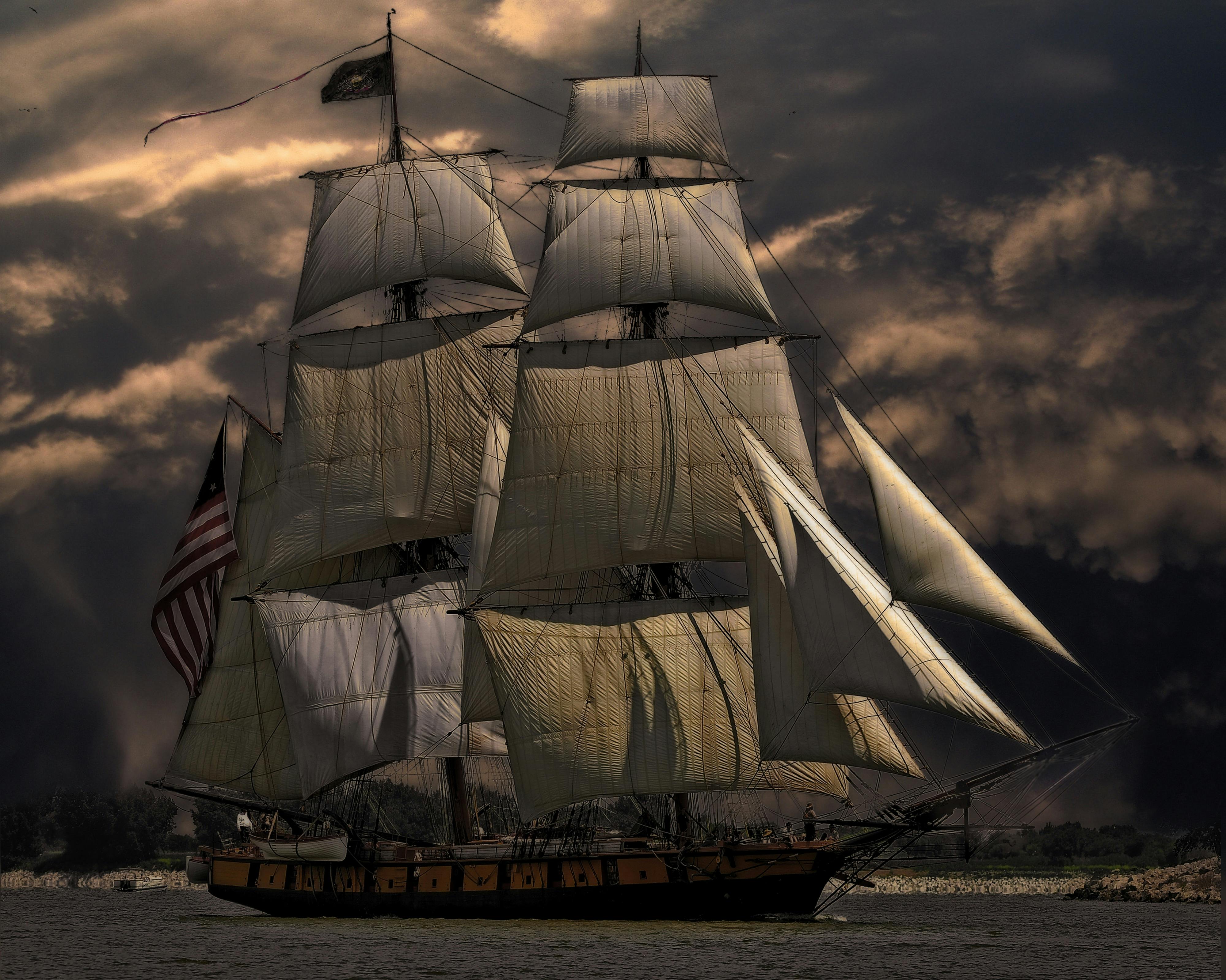 a square rigged sailboat