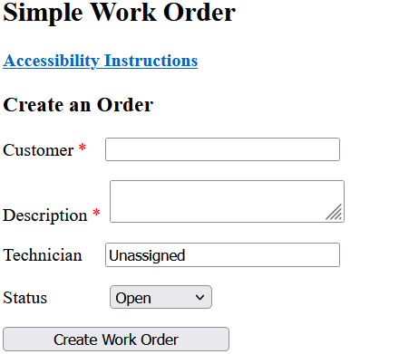 Enlace al software sencillo de órdenes de trabajo